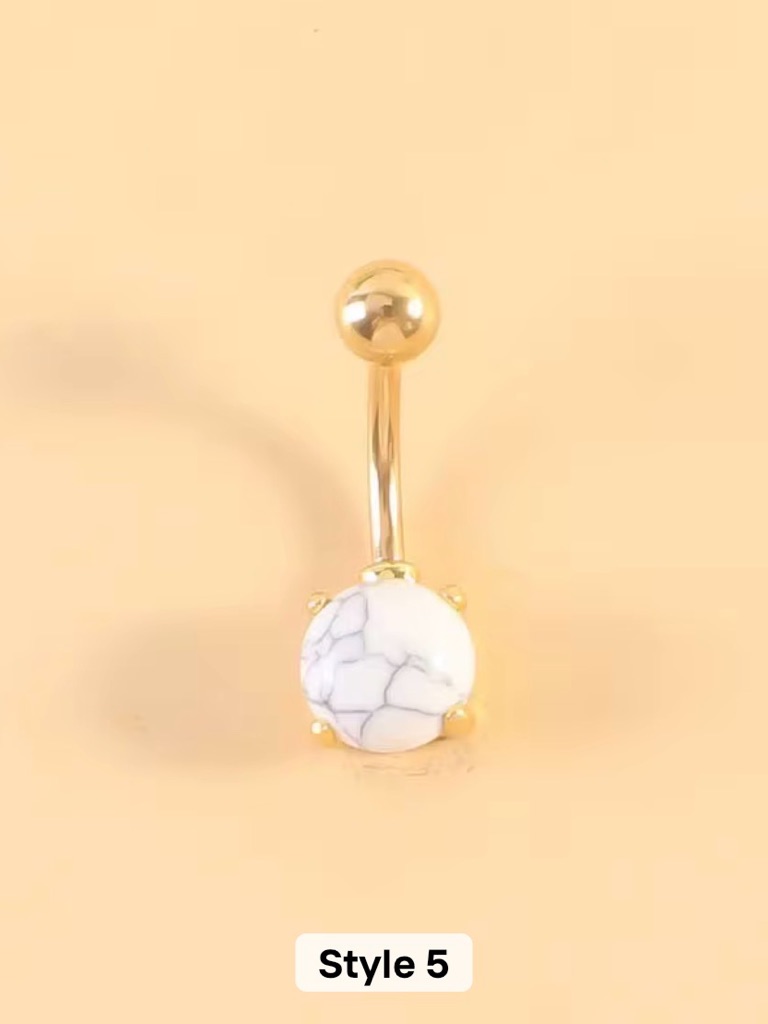 Gold Belly Button Ring WGemstone